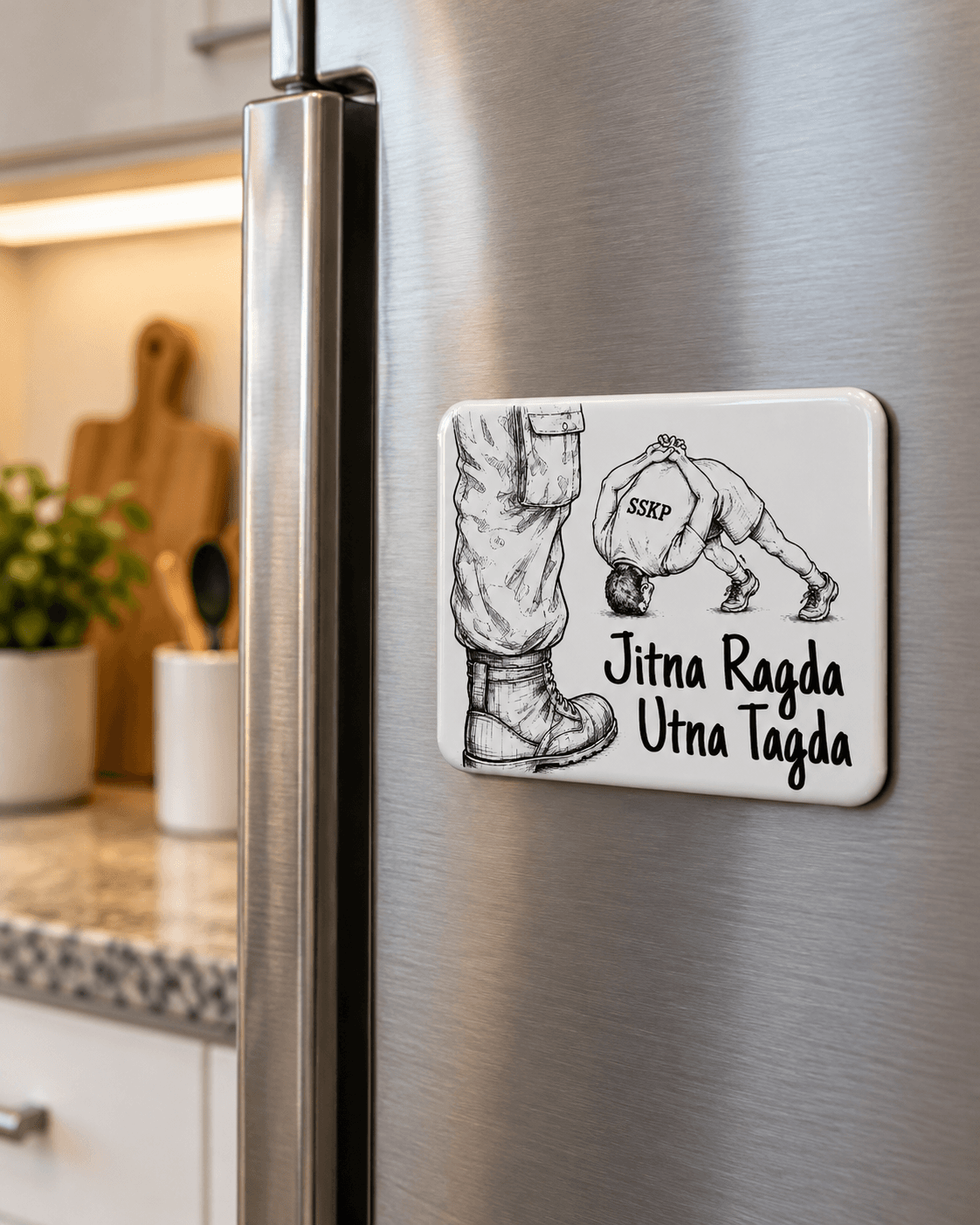 Jitna Ragda Utna Tagda Magnet — On Fridge thumbnail