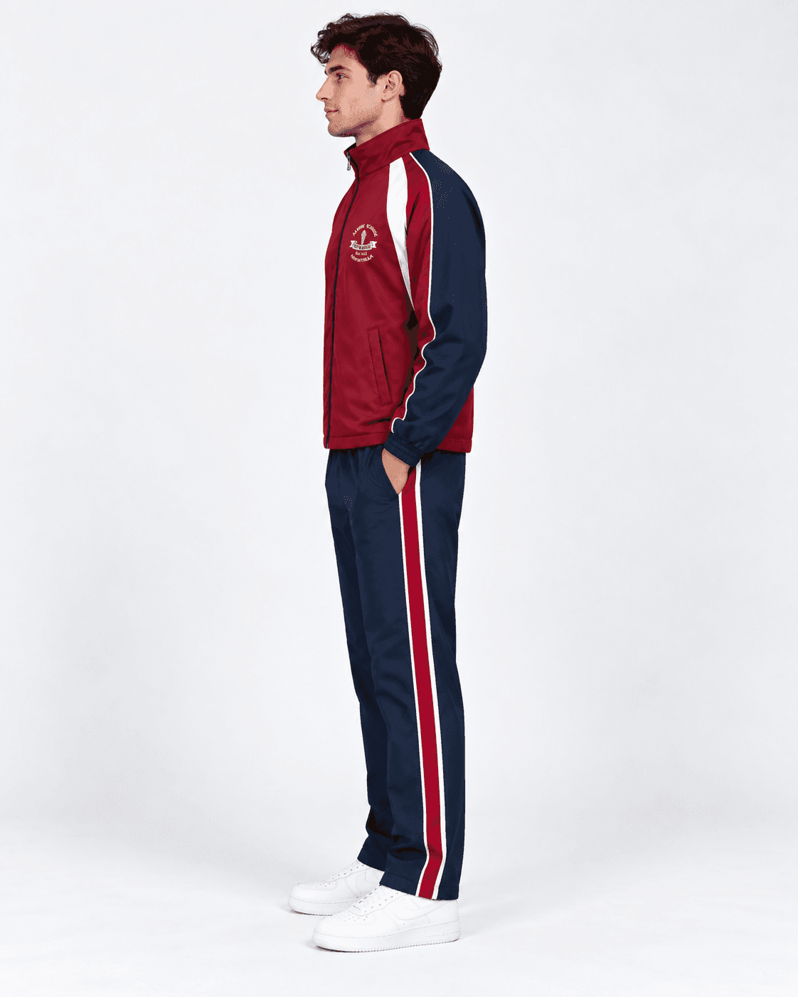 Maroon Tracksuit — Model Side thumbnail