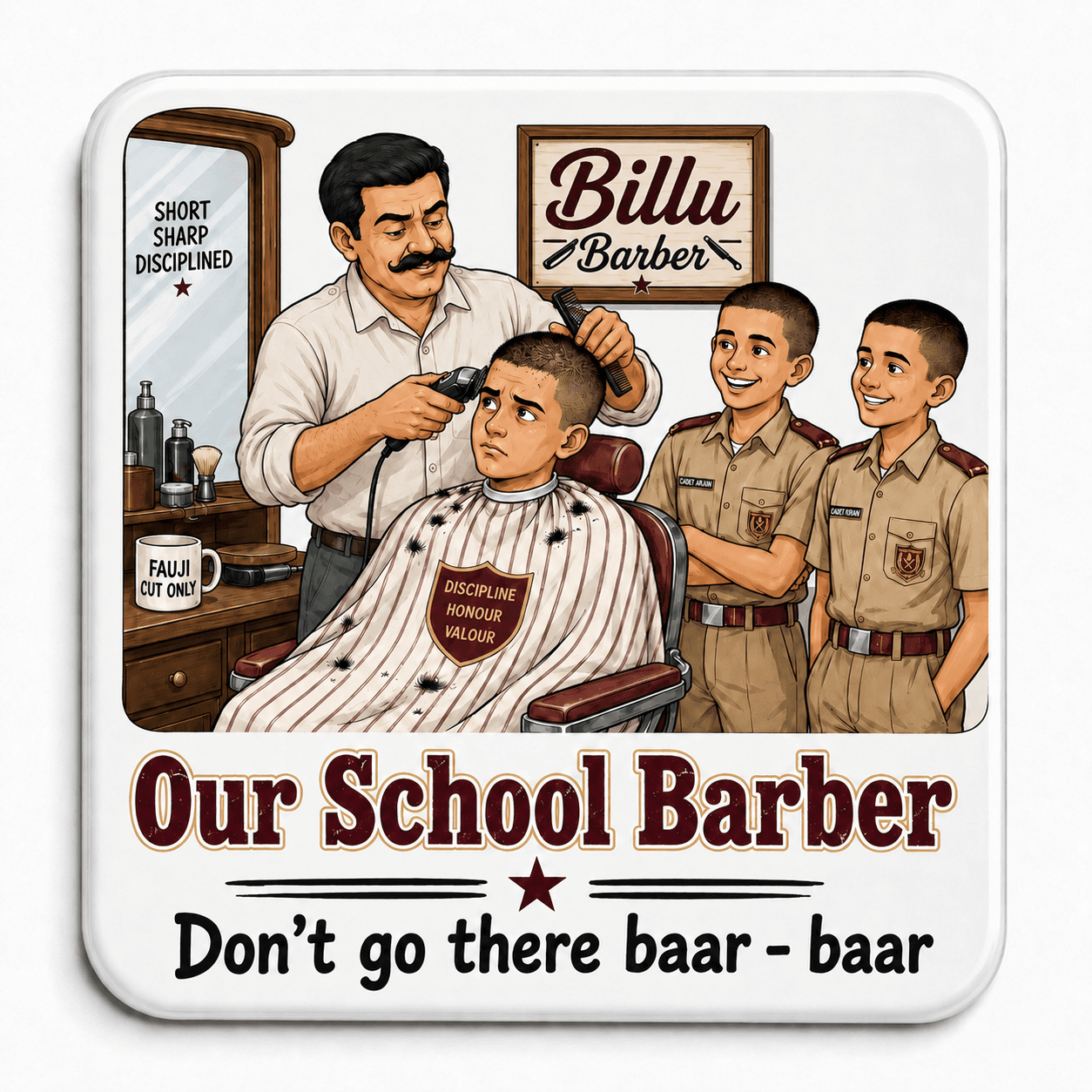 School Barber Magnet — Front view