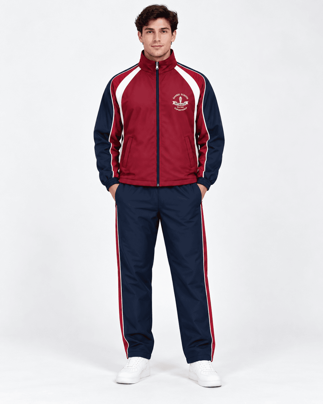 Maroon Tracksuit — Model Front view