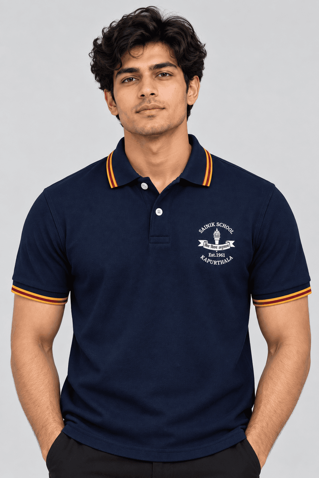 Navy Blue T-Shirt — Model Front view